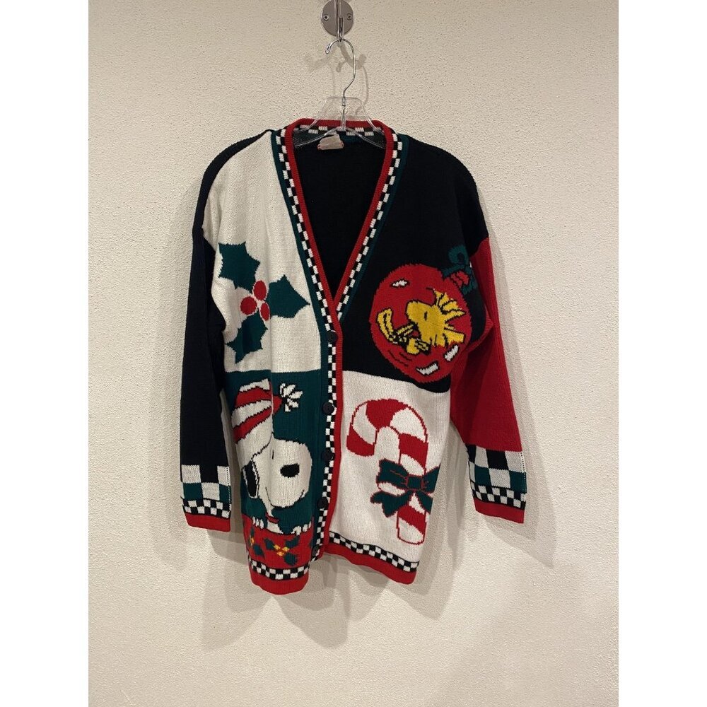 Vintage Snoopy & Friends Cardigan Womens Small Christmas Ugly Sweater Knit